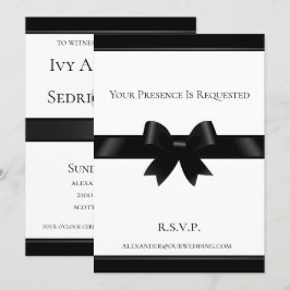 Uitnodiging voor zwarte en witte klassieke bruilof