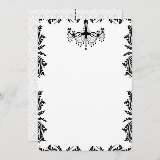 Uitnodiging voor zwarte en witte luchters (Voorkant / Achterkant)