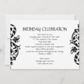 Uitnodiging voor zwarte en witte Masquerade (Achterkant)