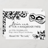 Uitnodiging voor zwarte en witte Masquerade (Voorkant / Achterkant)