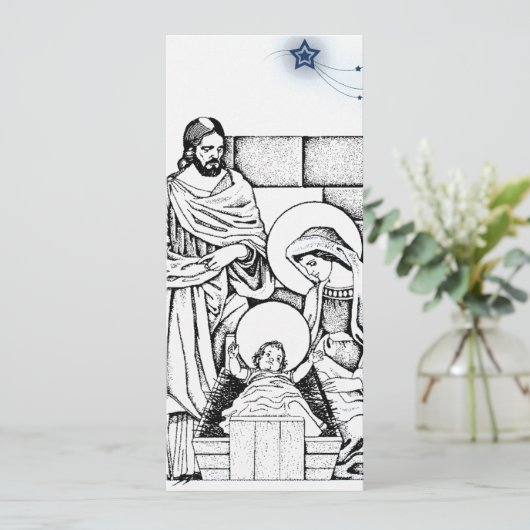 Uitnodiging voor zwarte en witte nativiteit (Staand voorkant)