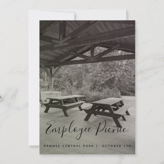 Uitnodiging voor zwarte en witte picknick (Voorkant)