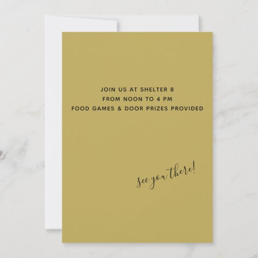 Uitnodiging voor zwarte en witte picknick (Achterkant)