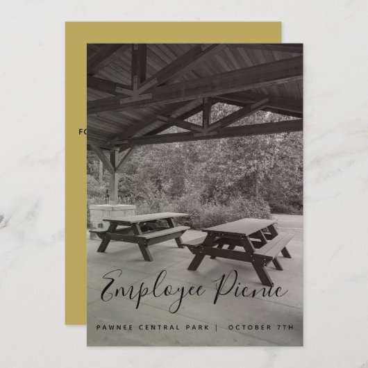 Uitnodiging voor zwarte en witte picknick (Voorkant / Achterkant)