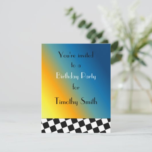 Uitnodiging voor zwarte en witte races (Staand voorkant)