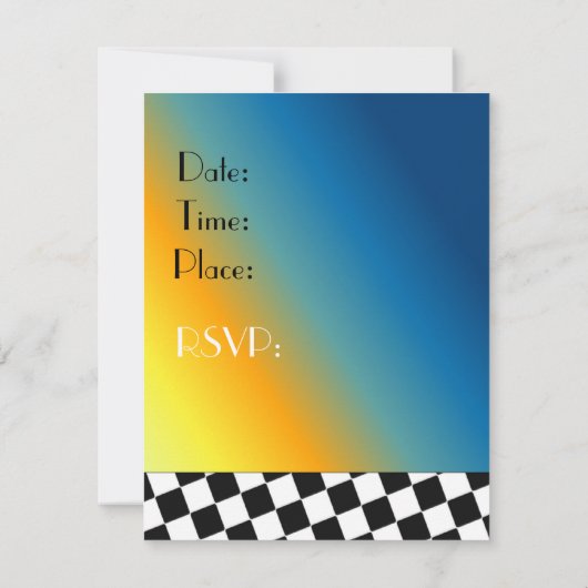 Uitnodiging voor zwarte en witte races (Achterkant)