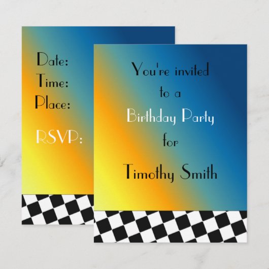 Uitnodiging voor zwarte en witte races (Voorkant / Achterkant)