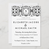 Uitnodiging voor zwarte en witte Spaanse tijdewedd (Voorkant)