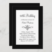 Uitnodiging voor zwarte en witte verjaardag (Voorkant / Achterkant)