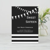 Uitnodiging voor zwarte en witte zestien (Staand voorkant)