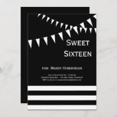 Uitnodiging voor zwarte en witte zestien (Voorkant / Achterkant)