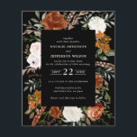 Uitnodiging voor zwarte florale bruiloft flyer<br><div class="desc">Een budgetvriendelijke waterverf voor de bloemetjesbruiloft en een gedetailleerde kaart. Met prachtige roest,  terracotta,  wazige roze,  zwarte en groene pasta's met de waterverf eucalyptus. Deze moderne huwelijksuitnodiging zal zeker de stijl bepalen voor je grote dag.</div>