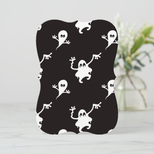 uitnodiging voor zwarte halloween bruiloft (Staand voorkant)