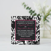 Uitnodiging voor zwarte & hete roze hedendaagse Da (Staand voorkant)