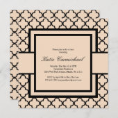 Uitnodiging voor zwarte & ivory Damask (Voorkant / Achterkant)