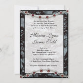 Uitnodiging voor zwarte kant en Rubies bruiloft (Voorkant)