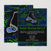 Uitnodiging voor zwarte persoonlijke rolschaatsen (Voorkant / Achterkant)
