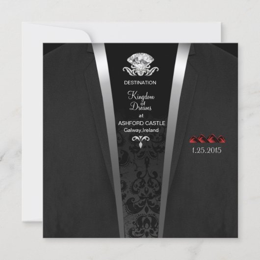 Uitnodiging voor zwarte Stropdas-bestemming (Voorkant)