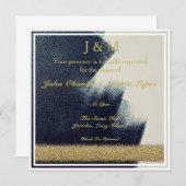 Uitnodiging voor zwarte, witte en gouden bruiloft (Voorkant / Achterkant)