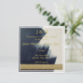 Uitnodiging voor zwarte, witte en gouden bruiloft (Staand voorkant)