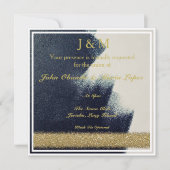 Uitnodiging voor zwarte, witte en gouden bruiloft (Voorkant)