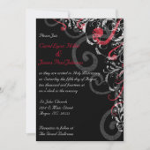Uitnodiging voor zwarte, witte en rode bruiloft (Voorkant)