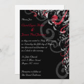 Uitnodiging voor zwarte, witte en rode bruiloft (Voorkant / Achterkant)