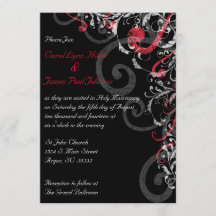 Uitnodiging voor zwarte, witte en rode bruiloft