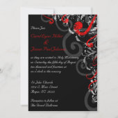 Uitnodiging voor zwarte, witte en rode bruiloft (Voorkant)