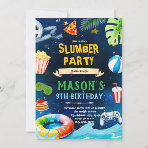 Uitnodiging voor zwembad verjaardagsfeest met slaa