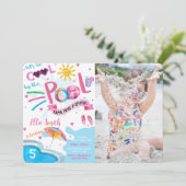 Uitnodiging voor zwembad verjaardagsfoto (Staand voorkant)