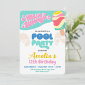 Uitnodiging voor zwembadfeest (Staand voorkant)