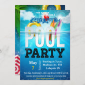 Uitnodiging voor zwembadfeest (Voorkant / Achterkant)