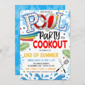 Uitnodiging voor zwembadfeest en barbecue (Voorkant / Achterkant)
