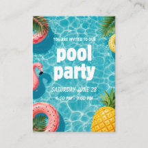 Uitnodiging voor zwembadfeest Flamingo Tropisch Fu