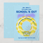 Uitnodiging voor zwembadfeest | Gele vlot (Voorkant / Achterkant)