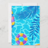 Uitnodiging voor zwembadfeest met floats (Achterkant)