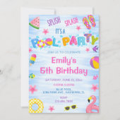 Uitnodiging voor zwembadfeest - verjaardagsuitnodi (Voorkant)