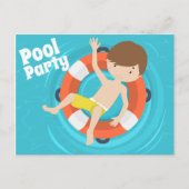 Uitnodiging voor zwembadfeest voor jongens voor ki (Voorkant)