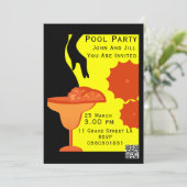 Uitnodiging voor zwembadfeest voor volwassenen (Staand voorkant)