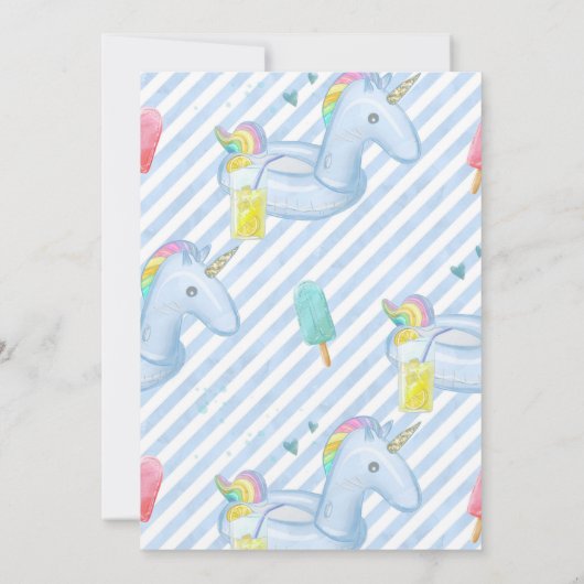 Uitnodiging voor zwembadfeest, zwembadfeest, zwemf (Achterkant)