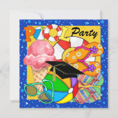 Uitnodiging voor zwembadfeestje bij diploma-uitrei (Voorkant)