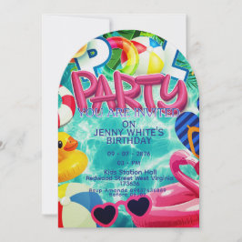 Uitnodiging voor zwembadfeestje voor kinderen 