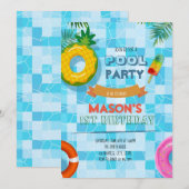 Uitnodiging voor zwembijfeest (Voorkant / Achterkant)