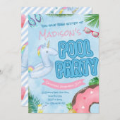 Uitnodiging voor zwemborrel, Zwemborrel, Zwemfeest (Voorkant / Achterkant)