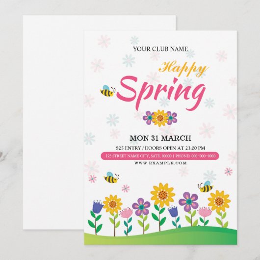Uitnodiging voorjaarsfestival (Voorkant / Achterkant)