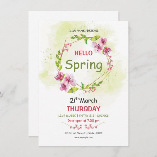 Uitnodiging voorjaarsfestival (Voorkant / Achterkant)