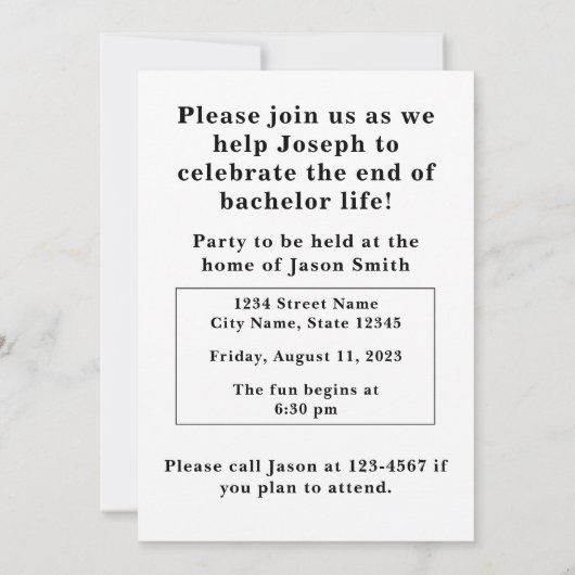 Uitnodiging vrijgezellenfeest (Achterkant)