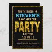 Uitnodiging vrijgezellenfeest | Goud (Voorkant / Achterkant)