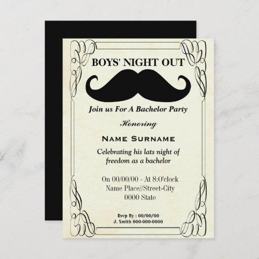 Uitnodiging vrijgezellenfeest, Groom Shower Uitnod (Voorkant / Achterkant)